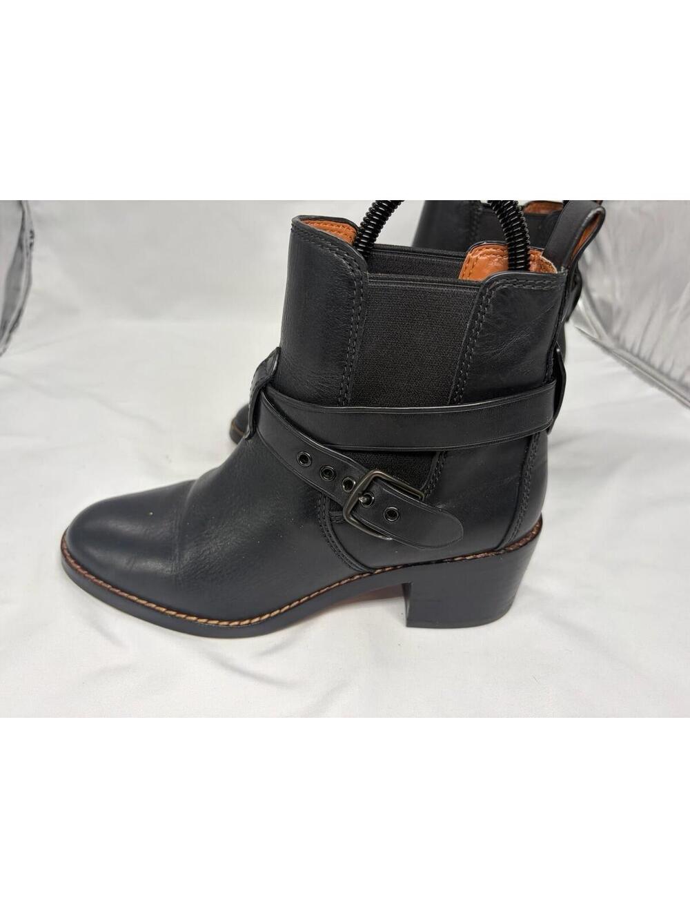 COACH - Ankle Boots w/Straps, Buckles - Black Leather Lined  6.5M - See pics